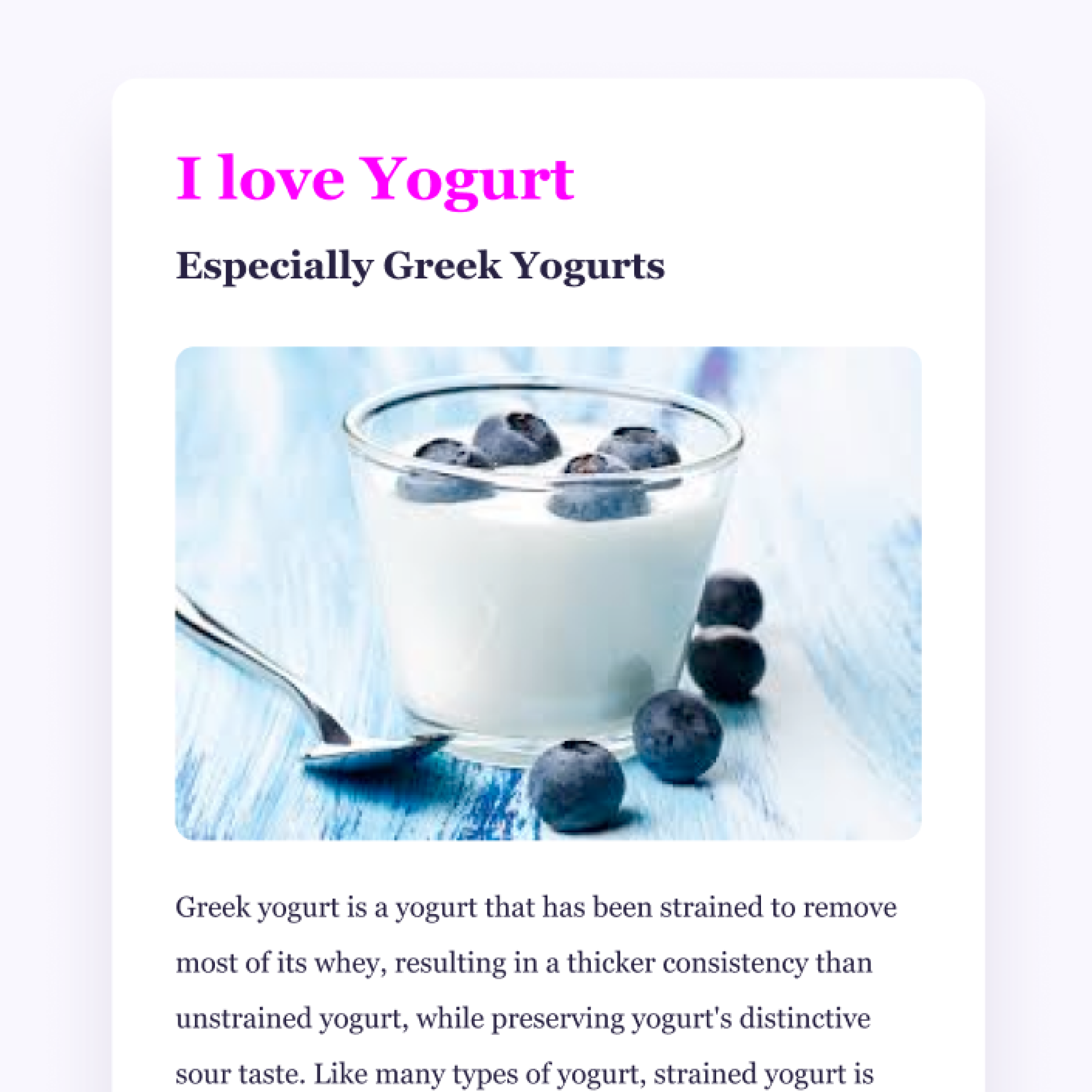 yohurt in a glass wih blueberries